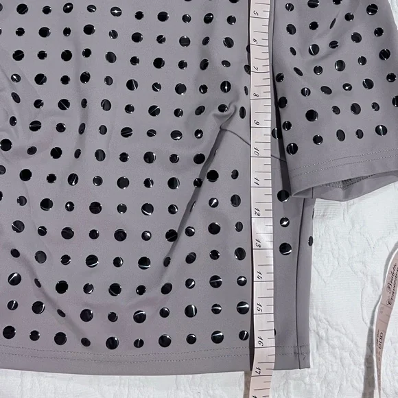 Stella & Jamie Studded Gray Puff Sleeve Crop Top Size XS X-Small NWOT - Picture 8 of 11